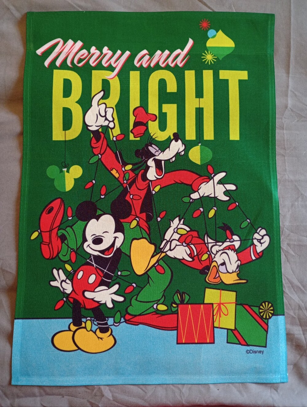 Disney 'Merry and Bright' Holiday Christmas Garden Flag NWOT